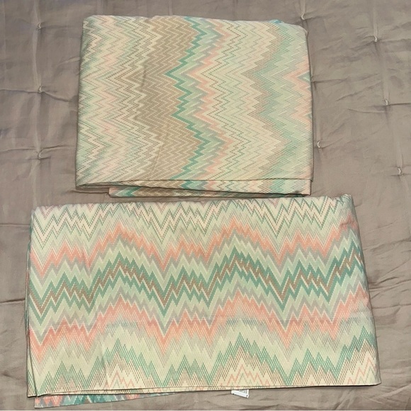 Vtg Martex Twin Flat and Fitted Sheet FLAMESTITCH Aztec Southwest Zig Zag READ - Picture 1 of 7